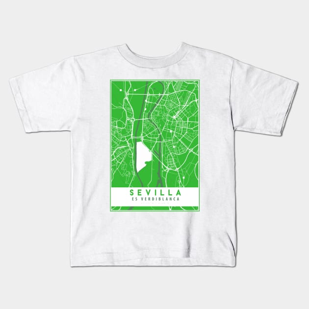 Sevilla es verdiblanca - Street Map Kids T-Shirt by guayguay